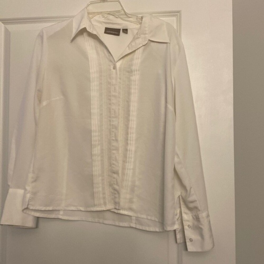 Croft & Barrow Dainty Lace Long Sleeve Blouse Collar Vintage Style - Size L